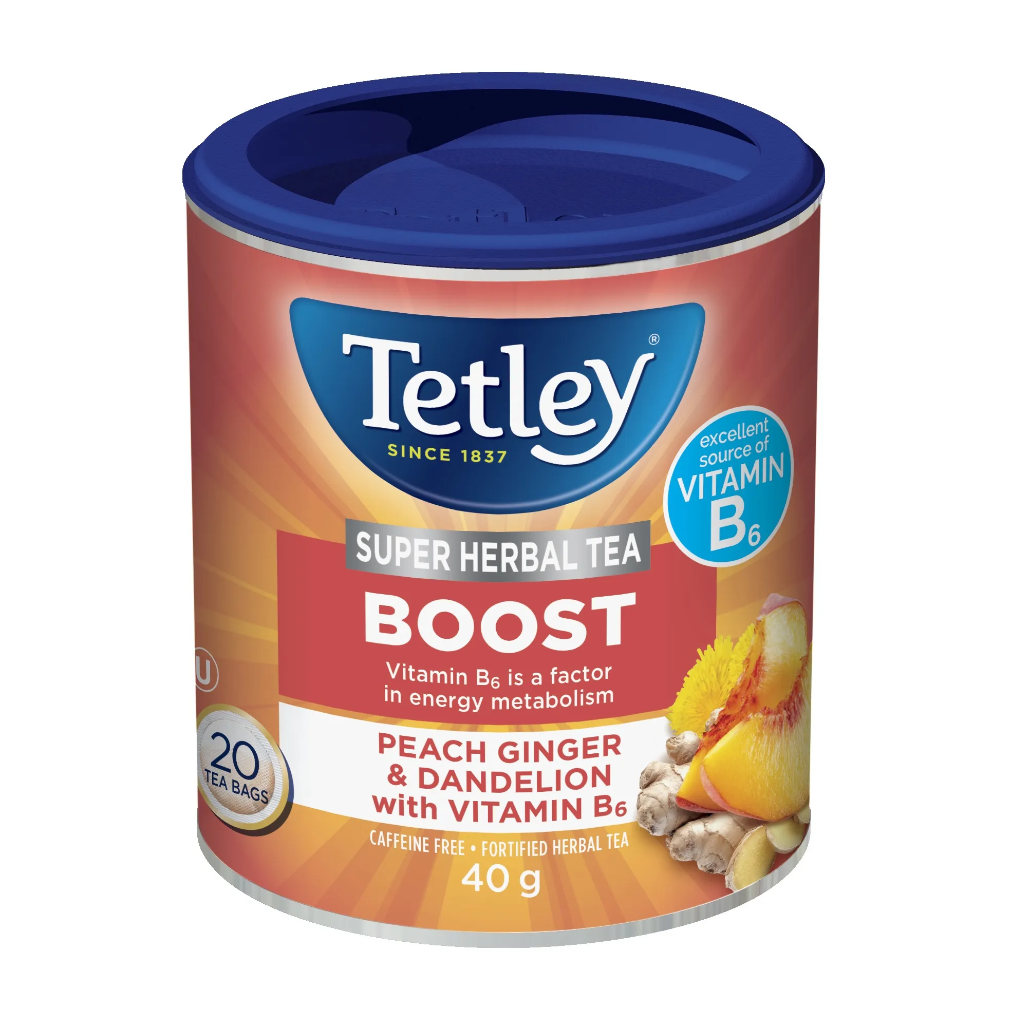 Super Herbal Boost Tea - Peach, Ginger & Dandelion with Vitamin B6