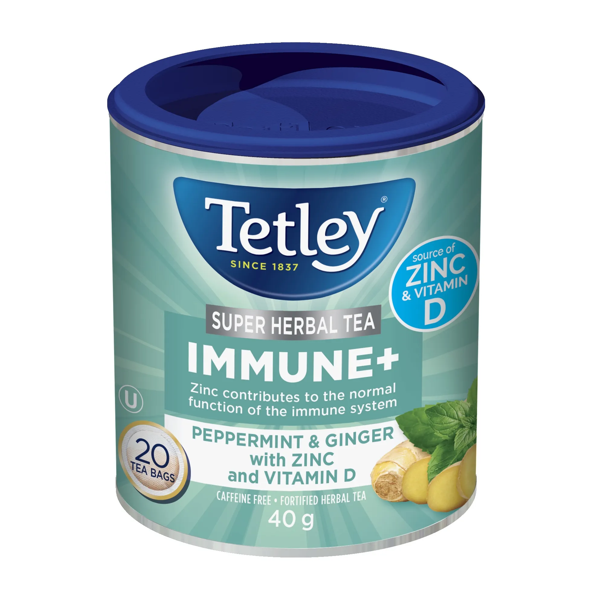 Super Herbal Immune Plus Tea - Peppermint & Ginger with Zinc & Vitamin D